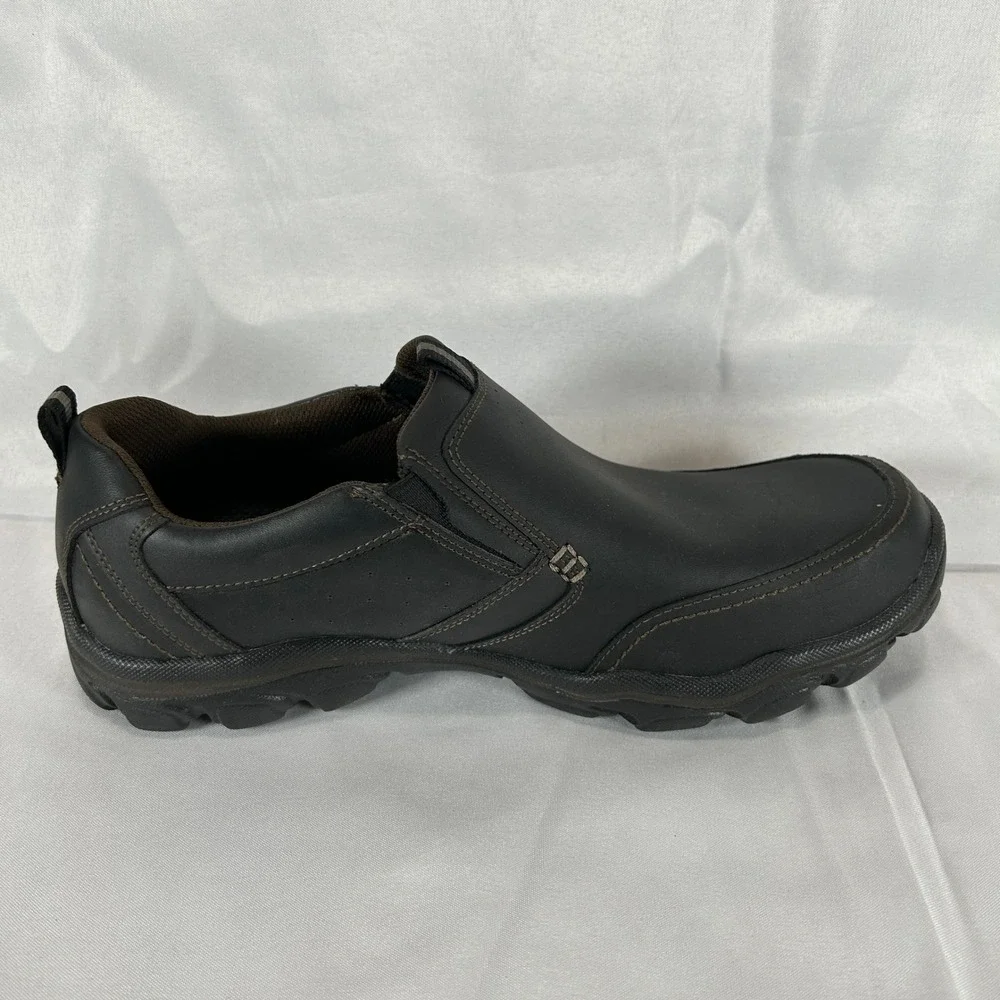 Skechers Relaxed Fit Mens Dark Brown Memory Foam Slip On Loafers Shoes Size 11